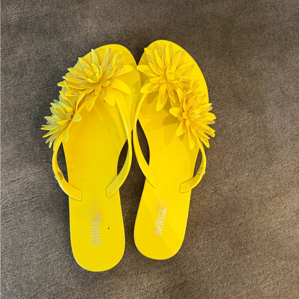 Melissa Bright Yellow Floral Jelly Sandals